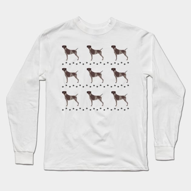 German Shorthaired Pointer Dog Pattern Long Sleeve T-Shirt by Maful